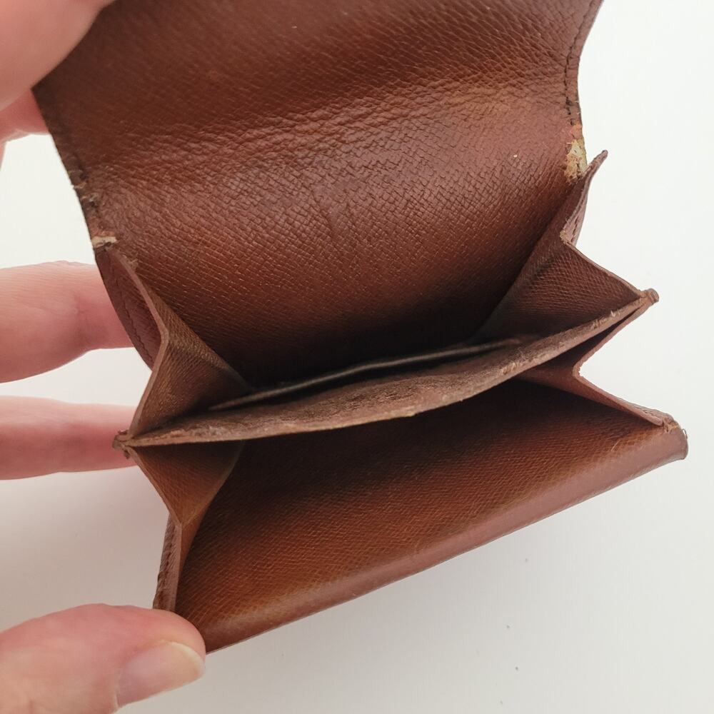 Louis Vuitton Vintage Mini Coin Holder Wallet Small Brown Horseshoe Bifold Logo - Picture 5 of 15